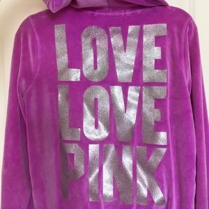 VS PINK size M purplish/pink velour zip-up jacket